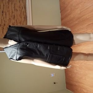 Club Monaco Genuine Leather Vest With Black Faux Fur Lining Size M